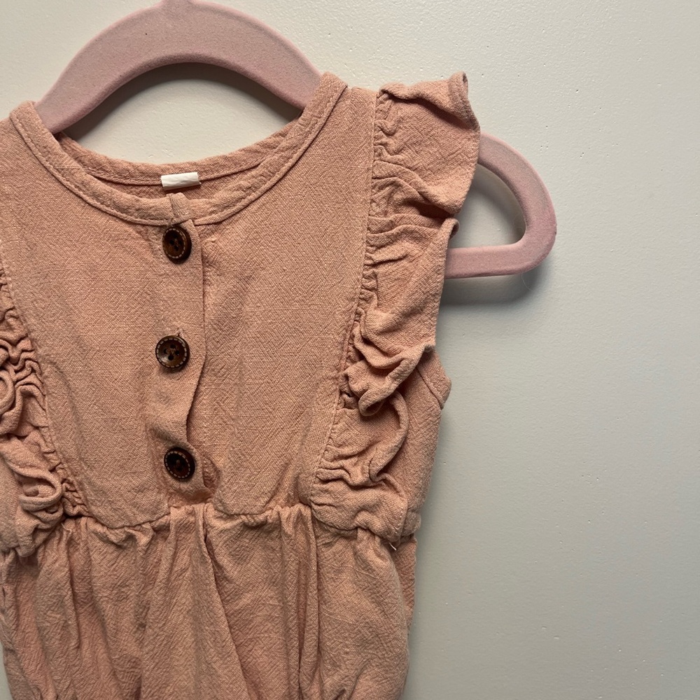 Pink Ruffled Button-Down Dress